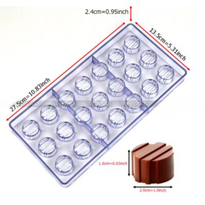 21 Cavity Cylindrical Shape Polycarbonate Chocolate Mould - Cake Tools - Polycarbonate Moulds - On Display