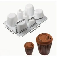 Coffee Cup Mouse Silicone Mold - Cake Tools - Silicon Baking pan - Showing Size