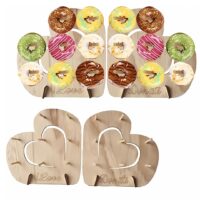 2 Piece Heart Shape Wooden Donut Stand - Cake Tools - Doughnuts Supplies - Full View