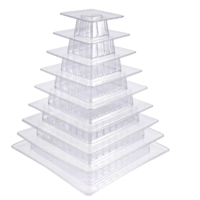 9 Tier Square Macaron Tower Display Stand - Cake Tools - Macaron Supplies - Close-up View