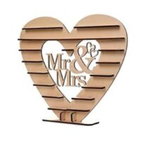 Heart Shape Mr. & Mrs Wooden Chocolate Stand 1 - Cake Tools - Chocolate Supplies - Full View