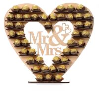 Heart Shape Mr. & Mrs Wooden Chocolate Stand 1 - Cake Tools - Chocolate Supplies - Close-up View