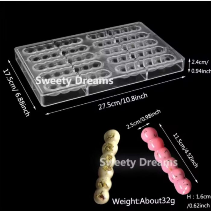 10 Cavity Polycarbonate Chocolate Mould 1 - Cake Tools - Polycarbonate Moulds - Showing Size