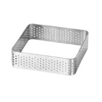 Stainless Steel Perforated Square Tart Ring 7x7x2 cm - Cake Tools - Tart Rings - Close-up View