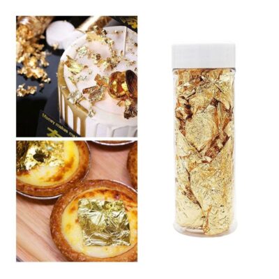 2g Gold Leaf Flakes For Decorative Dishes - Cake Tools - Edible Gold - Showing Size