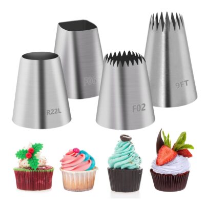 4Pcs Large Piping Nozzle Tips - Cake Tools - Cake Decorating Tools - Close-up View