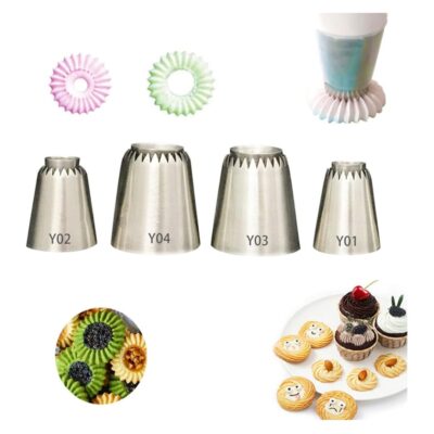 4Pcs Twist Piping Nozzle Tips - Cake Tools - Cake Decorating Tools - Full View