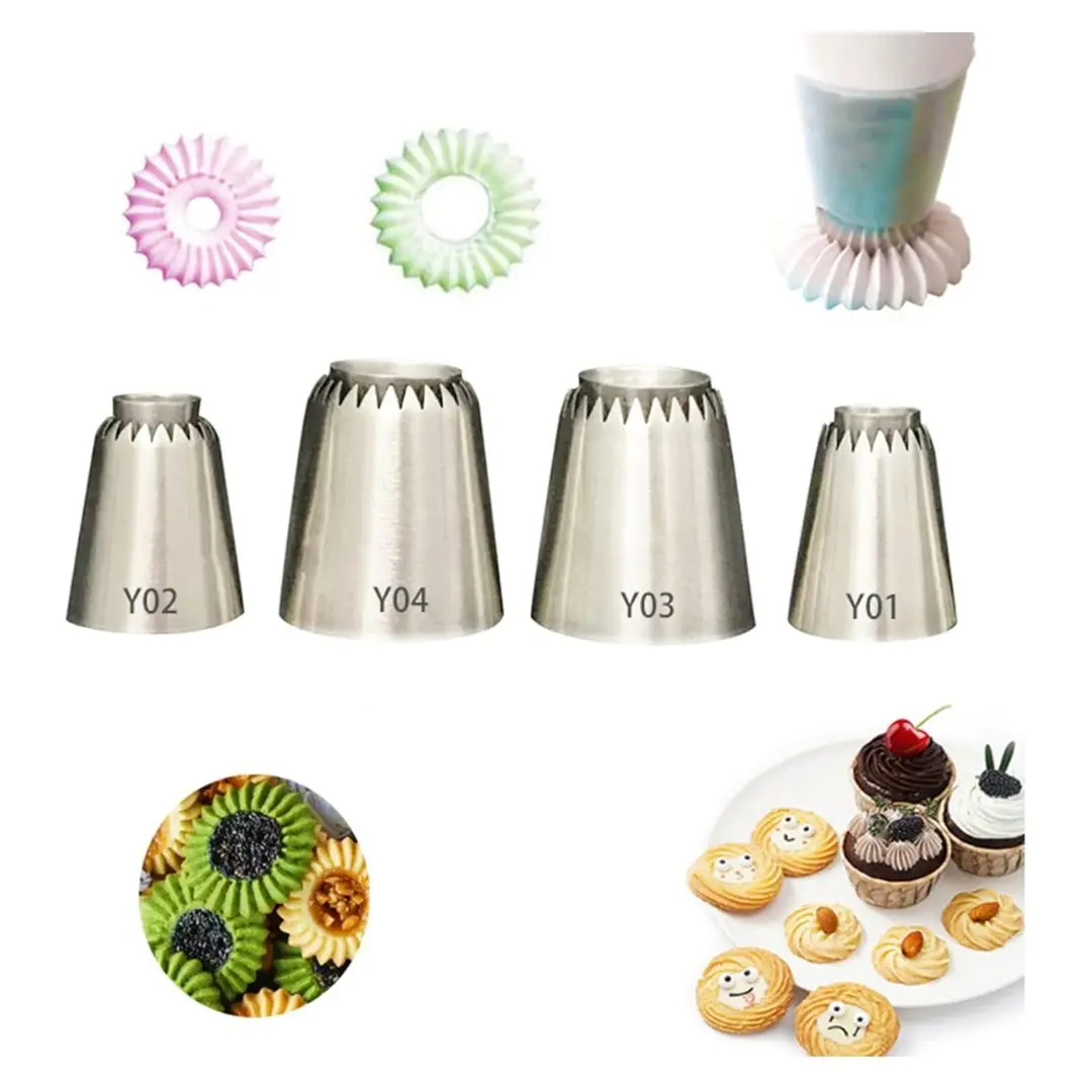 4Pcs Twist Piping Nozzle Tips | Cake Tools – Full View 4Pcs Twist Piping Nozzle Tips - Cake Tools - Cake Decorating Tools - Full View