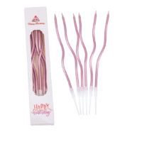 Tall Spiral Rose Gold Candles - Cake Tools - Non-Edible Supplies - Full View