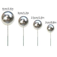 Light Silver Faux Pearl Balls Cake Topper - Cake Tools - Cake Toppers - Close-up View