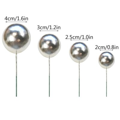 Light Silver Faux Pearl Balls Cake Topper - Cake Tools - Cake Toppers - Close-up View