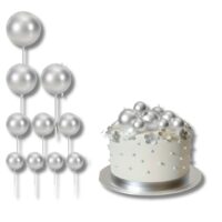 Light Silver Faux Pearl Balls Cake Topper - Cake Tools - Cake Toppers - Full View