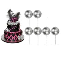 Dark Silver Faux Pearl Balls Cake Topper - Cake Tools - Cake Toppers - Showing Size