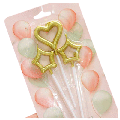 Star Heart Shape Gold Candles - Cake Tools - Cake Decorating Tools - On Display
