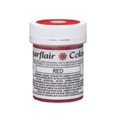 Sugarflair Lustre Chocolate Paint – 35g – Red - SUGARFLAIR - Oil Based Food Coloring-Candy Colors - Close-up View