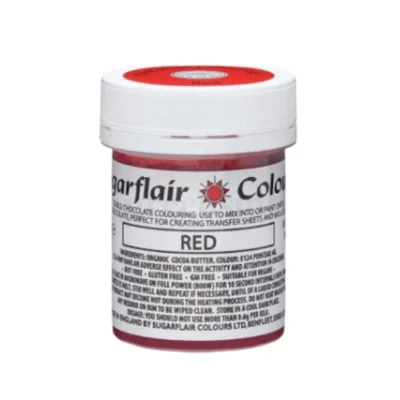 Sugarflair Lustre Chocolate Paint – 35g – Red - SUGARFLAIR - Oil Based Food Coloring-Candy Colors - Close-up View