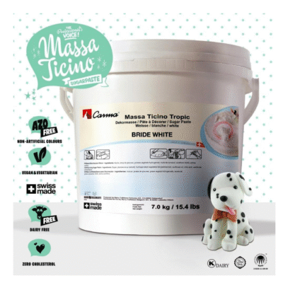 Massa Ticino Tropic Bride White Sugar Paste 7KG - Carma - Cake Decorating Tools - On Display