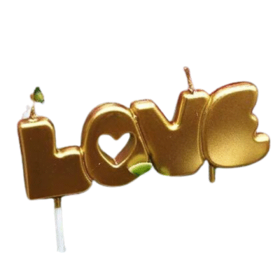 Love Gold Candle - Cake Tools - Non-Edible Supplies - Close-up View