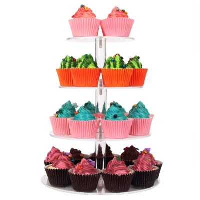 4 Tiers Acrylic Round Cupcake Display Stand - Cake Tools - Cupcake Supplies - Full View