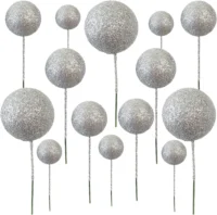 Silver Glitter Round Decorative Ball - Cake Tools - Non-Edible Supplies - On Display