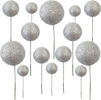Silver Glitter Round Decorative Ball - Cake Tools - Non-Edible Supplies - On Display