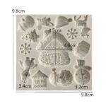 Christmas Shapes Fondant Silicone Mould - Cake Tools - Silicone Moulds - Showing Size