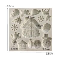 Christmas Shapes Fondant Silicone Mould - Cake Tools - Silicone Moulds - Showing Size