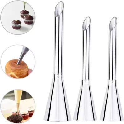 Pastry Filling Nozzles 3Pcs Set - Cake Tools - Piping Nozzles - Showing Size