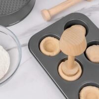3-Pieces Wooden Pin Set for Pie Crusts & Tart Bases - Cake Tools - Cake Decorating Tools - Close-up View