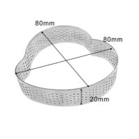 Stainless Steel Perforated Heart-Shaped Tart Ring - Cake Tools - Tart Rings - Showing Size
