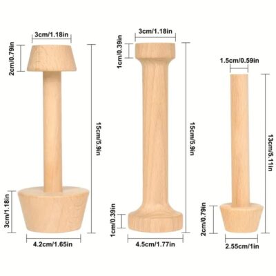 3-Pieces Wooden Pin Set for Pie Crusts & Tart Bases - Cake Tools - Cake Decorating Tools - Product Detail