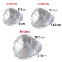 Heart Shape Alloy Cake baking pan 3Pcs Set 6″-7″-8″ - Cake Tools - Cake Baking Pans - Showing Size