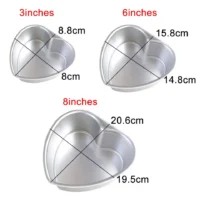 Heart Shape Alloy Cake baking pan 3Pcs Set 6″-7″-8″ - Cake Tools - Cake Baking Pans - Showing Size