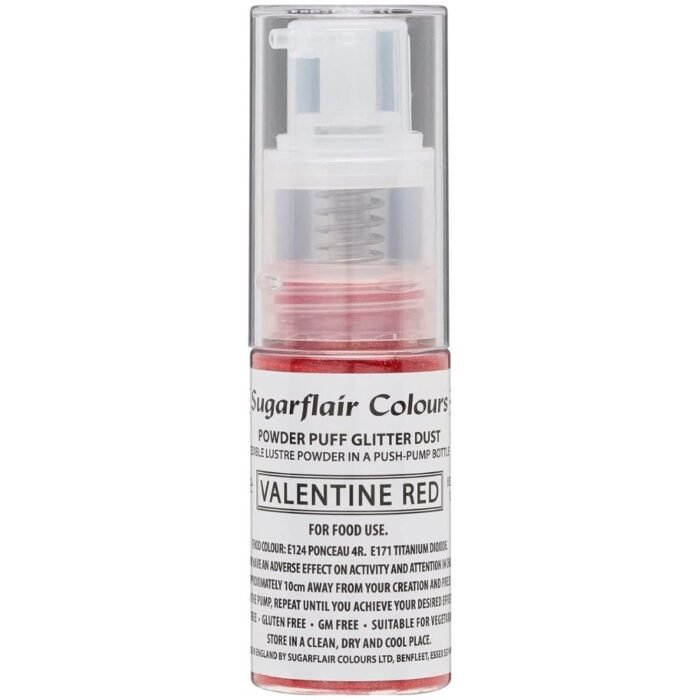SUGARFLAIR Powder Puff Dust Spray – Valentine Red 10g - SUGARFLAIR - Edible Dust Powders - Close-up View