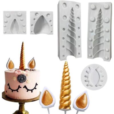3D Unicorn Ears Horn Eyelashes Silicone Mould - Cake Tools - Silicone Moulds - Showing Size