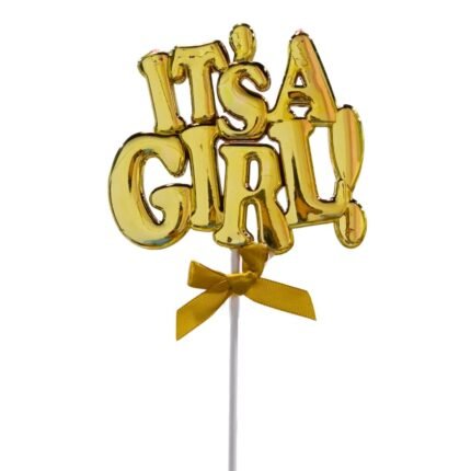 It’s a Girl Gold Acrylic Cake Topper - Cake Tools - Gender Reveal Cake Toppers - Full View