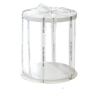 Transparent Tall Round Cake Box 26x45cm - Cake Tools - Cake Boxes - Close-up View