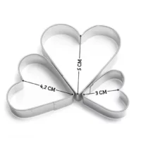 3 Pcs Heart Shape Metal Cookie Fondant Cutters - Cake Tools - Cookie Cutters - Full View