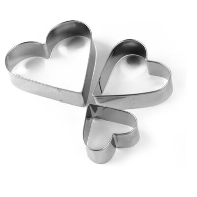 3 Pcs Heart Shape Metal Cookie Fondant Cutters - Cake Tools - Cookie Cutters - Showing Size