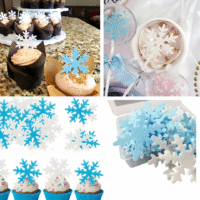 Edible Blue & White Snowflake Cupcake & Cake Toppers – Winter, Frozen, Christmas Party Decorations - Cake Tools - Edible cake toppers - Full View