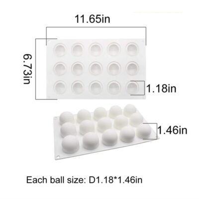 15 Cavity Sphere Shape Mousse Cake Silicone Baking Pan 1