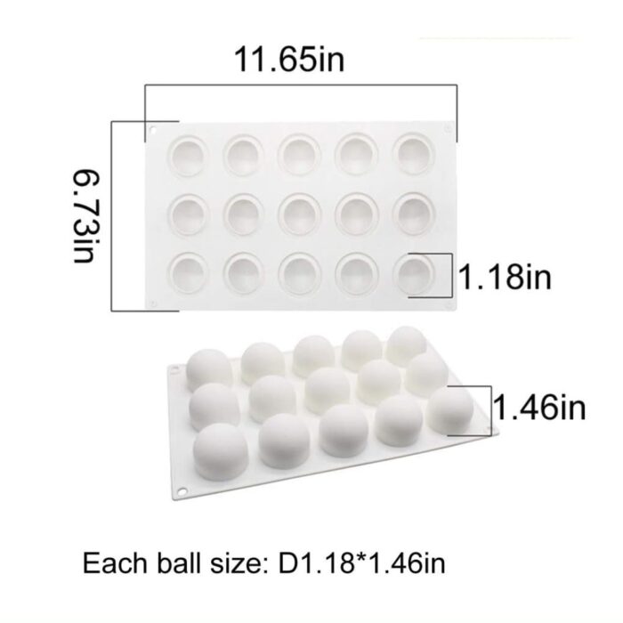 15 Cavity Sphere Shape Mousse Cake Silicone Baking Pan 1