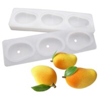 3 Cavity 3D Mango Shape Mousse Cake Silicone Baking Pan