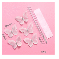 5 pcs Fabric Pastel Pink Butterfly Cake Topper