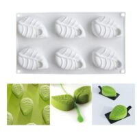 6 Cavities Leaf Mousse Cake Silicone Baking Pan (2)