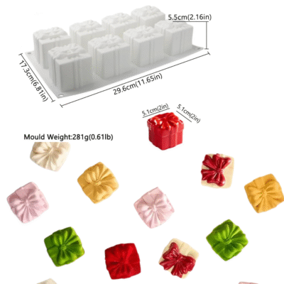 6 Cavity Gift Shape Mousse Cake Silicone Baking Pan 1