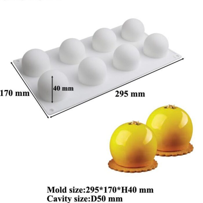 8 Cavity Sphere Shape Mousse Cake Silicone Baking Pan (2)