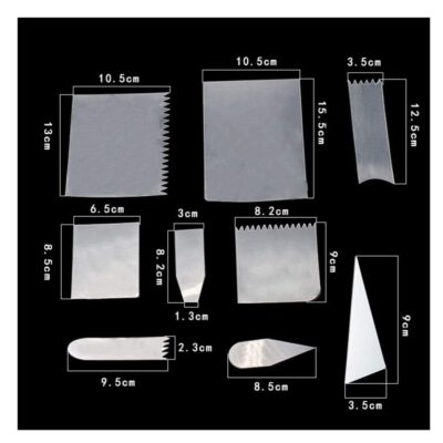 Set of 9 Flexible Transparent Cake Icing Scraper