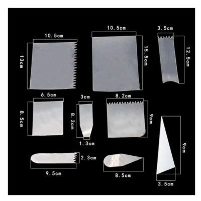 Set of 9 Flexible Transparent Cake Icing Scraper