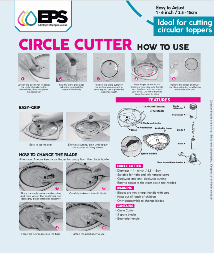EPS Adjustable Circle Cutter - EPS - Edible Printing Supplies - Close-up View